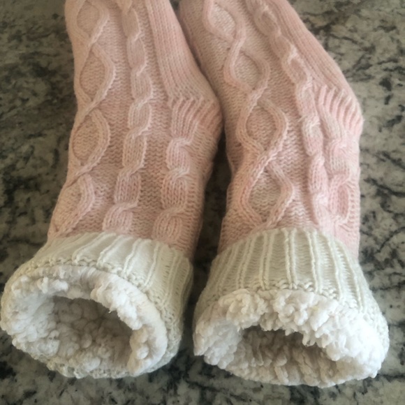 Jane and Bleecker Ballet Pink Fleece Lined Slipper Socks  Size 9-10 EUC - Picture 7 of 10